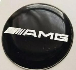 AMG emblem sticker Australia Silver aluminum, front view, showing 29mm badge.