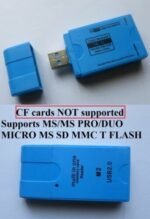USB card reader Australia Black plastic, front view, showing multi-card slots.