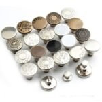 Jeans button extender Australia Metal snap, front view, showing button design.
