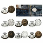 Jeans button replacement Australia Metal round, front view, showing tack design.