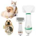 Pet hair dryer brush Australia White ABS, front view, showing comb teeth.