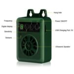 Ultrasonic dog bark stopper Australia Black plastic, front view, showing LCD display.