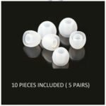 Earbud tips replacement Australia Transparent white silicone, front view, showing 10 pieces.