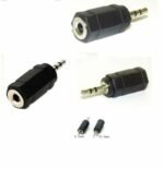 Audio jack adapter Australia Black plastic, front view, showing 2.5mm male.