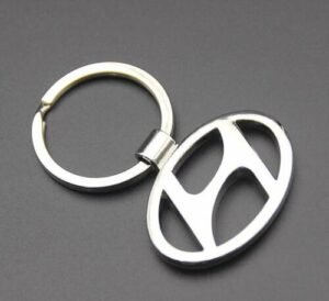 Car key holder for Hyundai Australia Zinc alloy keychain, front view, showing clip.