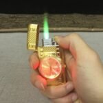 Cigar lighter watch Australia Gold watch with jet flame, front view, showing design.