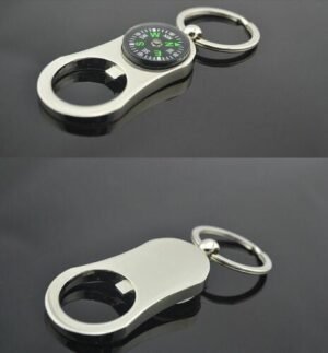 Mini compass keychain Australia Zinc alloy design, front view, showing compass.