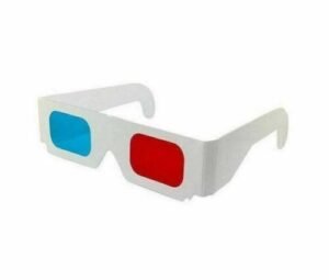 3D glasses Australia Paper design, front view, showing red/cyan lenses.