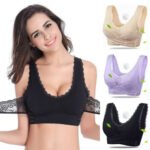 australian wireless lace bralette black cross-buckle design