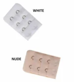 Woman in bra extenders for women White color, front view, showing 2 hook design.