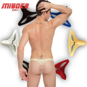 Man in ice silk low-waist thongs Black color, front view, showing low-waist design.