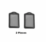 Person with PU leather ID holder Australia Black color, front view, showing card slot.