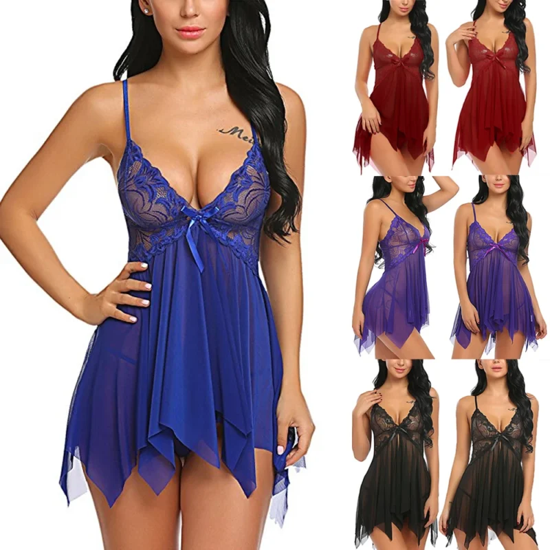 - 2 lace babydoll set purple