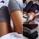australian warm thigh high socks black cable knit design
