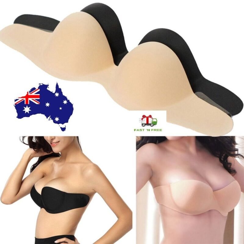 australian strapless adhesive bra beige push-up design