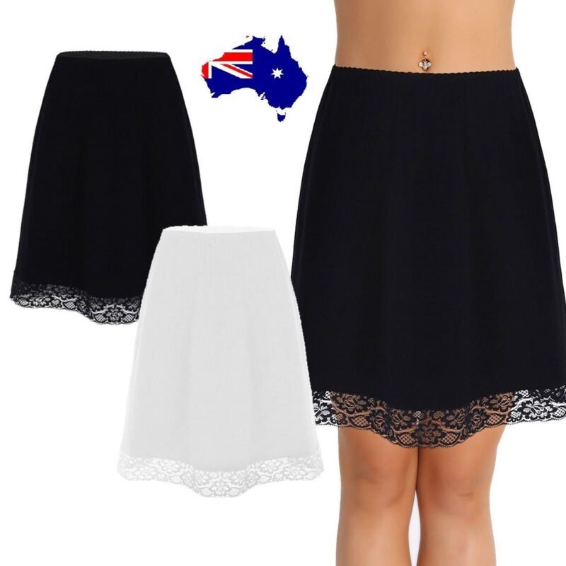 australian lace half slip black knee-length design