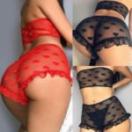 australian lace babydoll set red love-heart design
