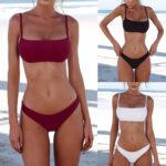 australian bandeau bikini set black push-up design