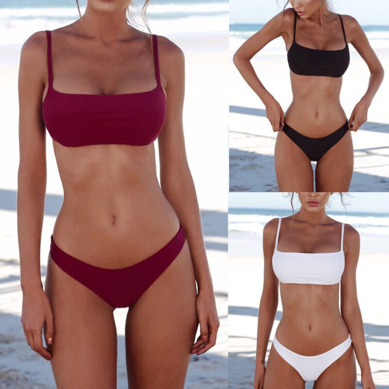 australian bandeau bikini set black push-up design