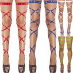 australian crystal leg wraps black strappy thigh high design