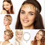 Woman in boho bridal headband Red color, front view, showing tassel bead design.