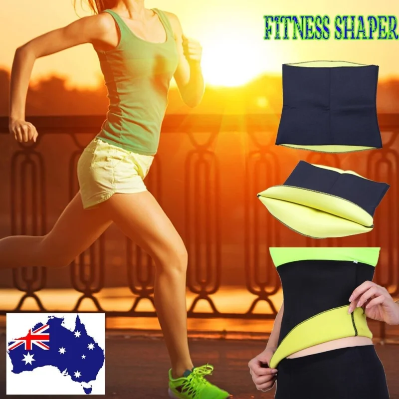 57-1842.jpg Woman in neoprene waist trainer women Black/Yellow color, front view, showing elastic design.