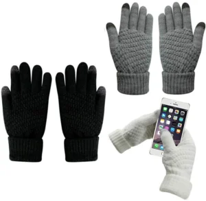 - 57 1876 Woman in touchscreen cashmere gloves women Solid color, front view, showing knitted design.