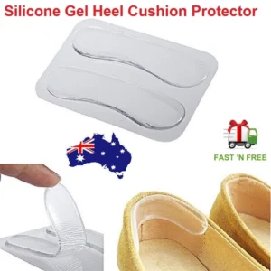 Person with silicone heel cushion Australia Clear color, front view, showing gel pad design.