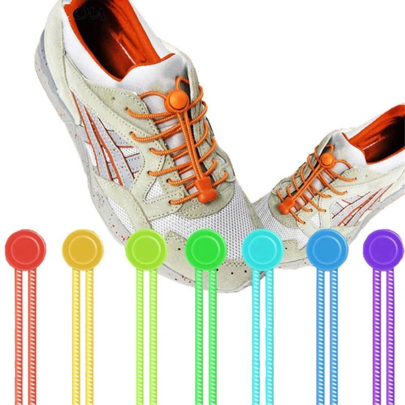 Person with no tie elastic laces Australia Black color, front view, showing lock design.