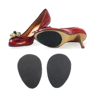 Person with anti-slip heel pads Australia Black color, front view, showing rubber pad.