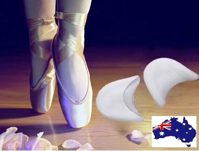 57-2119.jpg Dancer with gel toe caps Australia White color, front view, showing silicone pad.