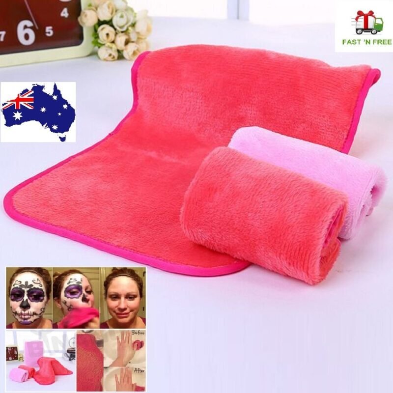 Person with reusable makeup remover towel Australia Shown color, front view, showing microfibre design.