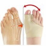 Person with bunion correction socks Australia Shown color, front view, showing gel pad.