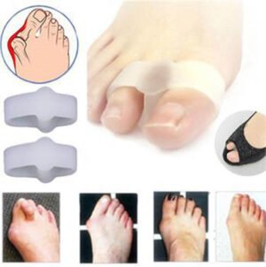 Person with gel toe straighteners Australia Shown color, front view, showing 2-hole design.