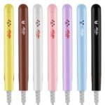 Person with mini hair straightener Australia Colorful design, front view, showing ceramic plates.