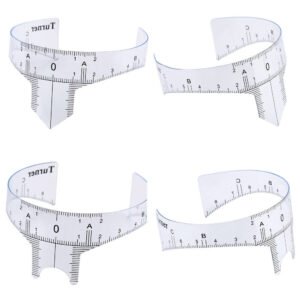 Person with microblading eyebrow ruler Australia Clear color, front view, showing guide design.