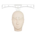 Person with microblading ruler sticker Australia Clear color, front view, showing measurement lines.