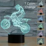 Person with dirt bike night light Australia Clear color, front view, showing 3D acrylic.