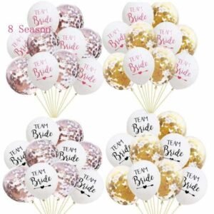 Person with bachelorette balloons Australia Golden color, front view, showing “Team Bride” design.