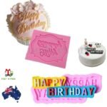 Person with birthday cake mold Australia Random color silicone, front view, showing 3D design.