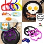 Person with skull egg mold Australia Purple/Black/Red/Orange color, front view, showing skull shape.