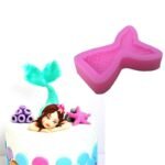 Person with mermaid tail mold Australia Random color silicone, front view, showing 3D tail.
