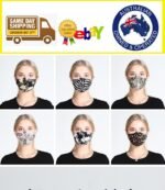 Person with cotton face mask Australia Military color, front view, showing camouflage pattern.