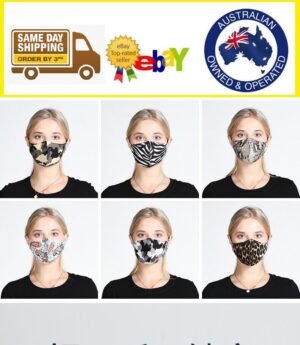 Person with cotton face mask Australia Military color, front view, showing camouflage pattern.