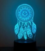 Person with mandala night light Australia Clear acrylic color, front view, showing 3D mandala.