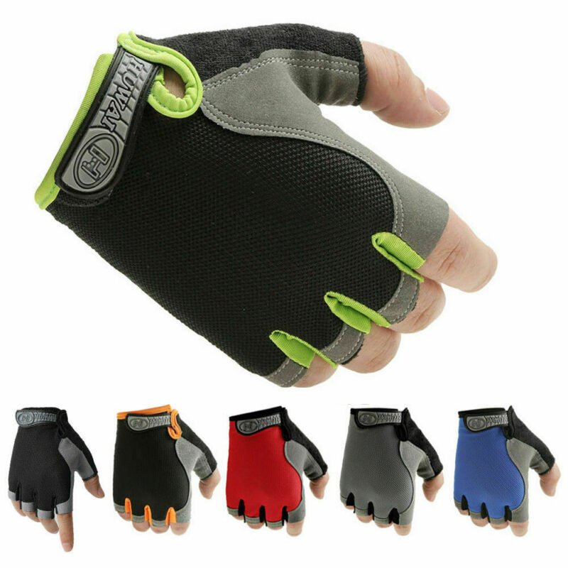 Person with gym gloves Australia Black color, front view, showing mesh design.