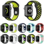 Breathable watch strap Australia Black color, front view, showing silicone design.