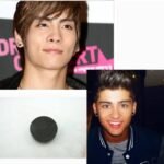 Person with magnetic fake earrings Australia Black color, front view, showing 8mm stud.