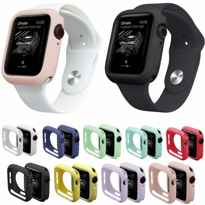 Silicone watch case Australia Green color, front view, showing bumper design.