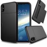 iPhone X shockproof case Australia Black color, front view, showing card slot.